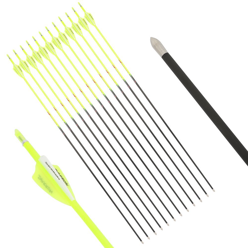 32" Pure Carbon Arrows SP300-600 3" Vanes Recurve Compound Bow Archery Hunting