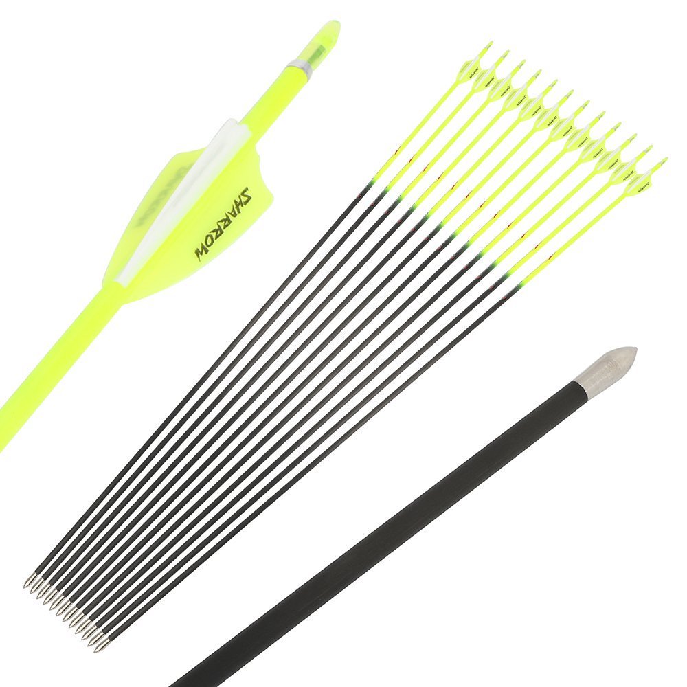 32" Pure Carbon Arrows SP300-600 3" Vanes Recurve Compound Bow Archery Hunting