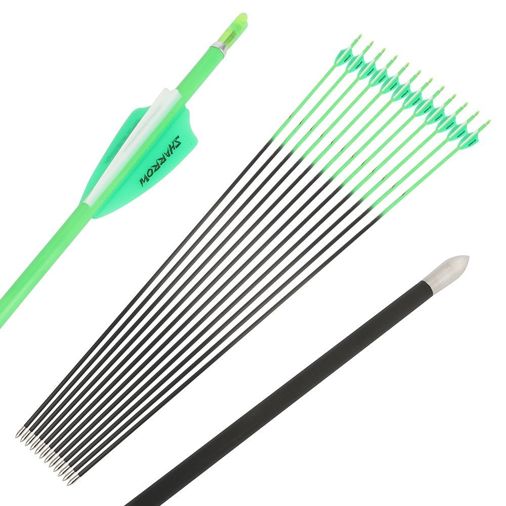 32" Pure Carbon Arrows SP300-600 3" Vanes Recurve Compound Bow Archery Hunting