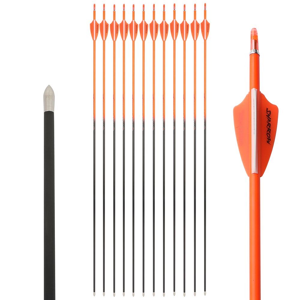 32" Pure Carbon Arrows SP300-600 3" Vanes Recurve Compound Bow Archery Hunting