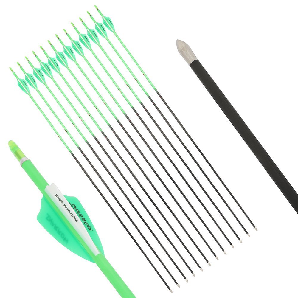 32" Pure Carbon Arrows SP300-600 3" Vanes Recurve Compound Bow Archery Hunting