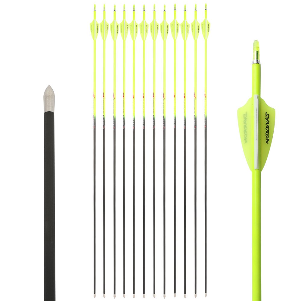 32" Pure Carbon Arrows SP300-600 3" Vanes Recurve Compound Bow Archery Hunting