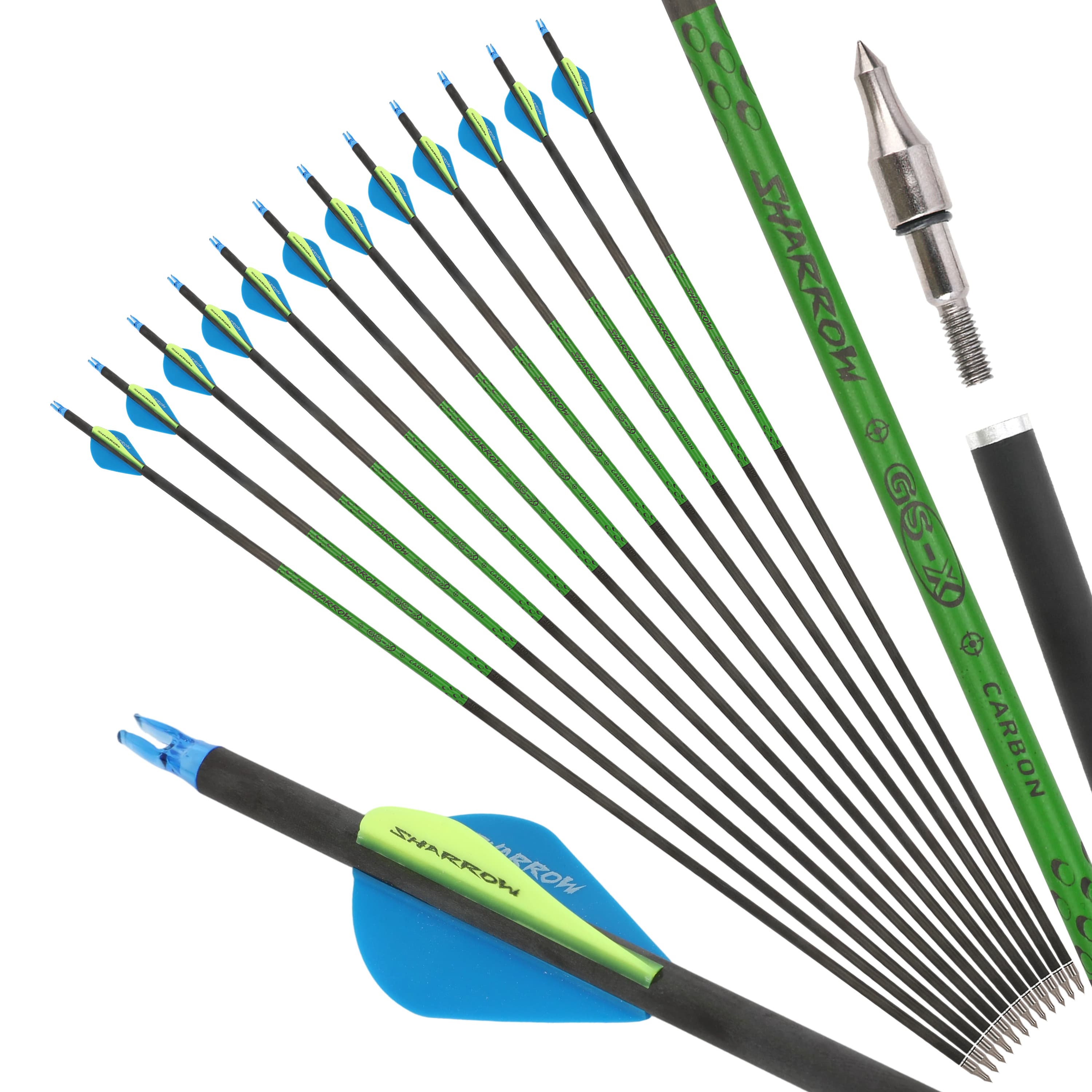 30" Pure Carbon Arrows with Screw Tips 300-800 Spine