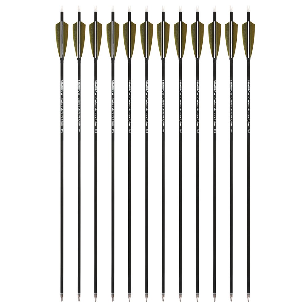 AME ARCHERY 2 Olive Green 1 White Real Feather Carbon Arrow(12pcs)