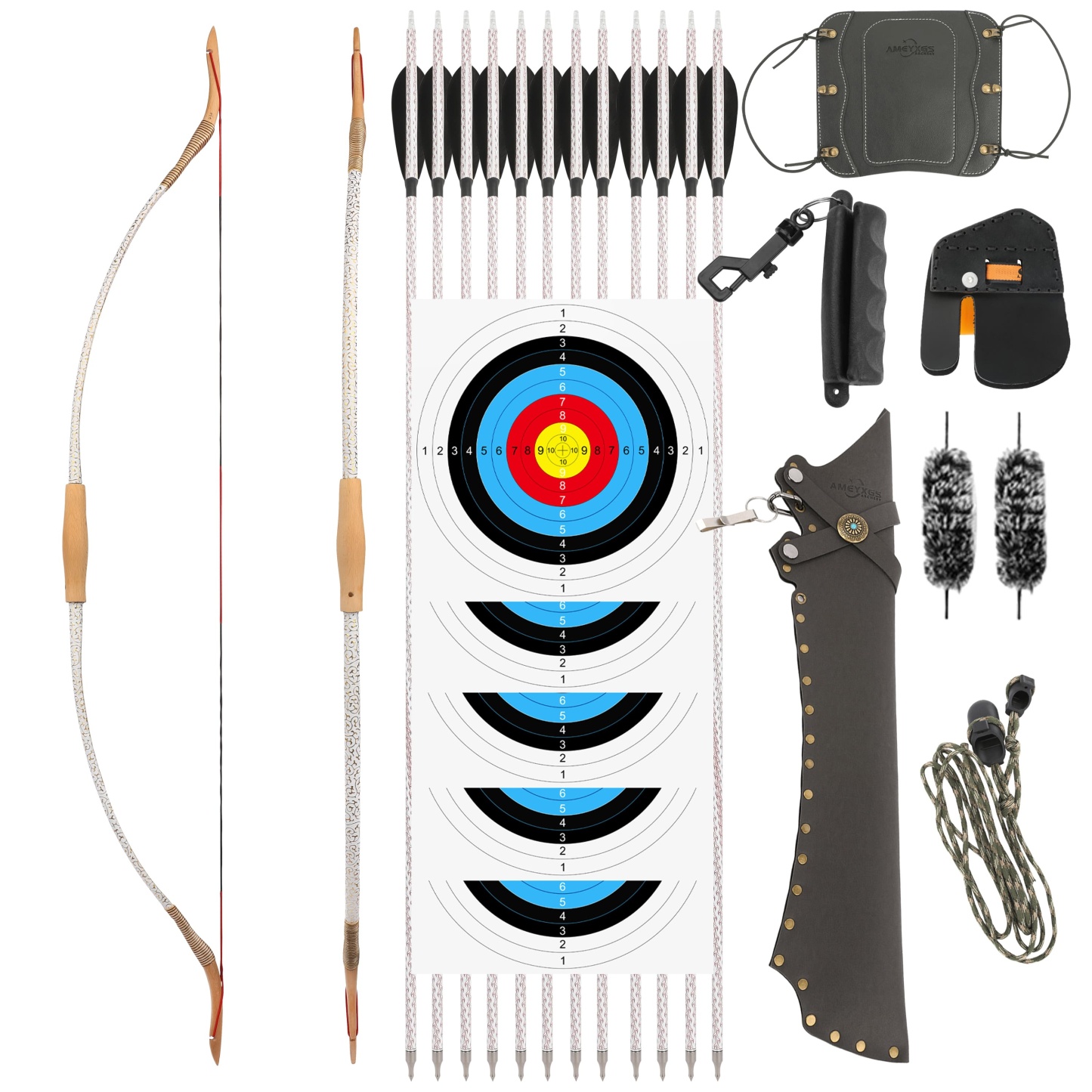 20-40LBS Traditional Bow Set 53inch Takedown Archery Bow for Hunting & Practice
