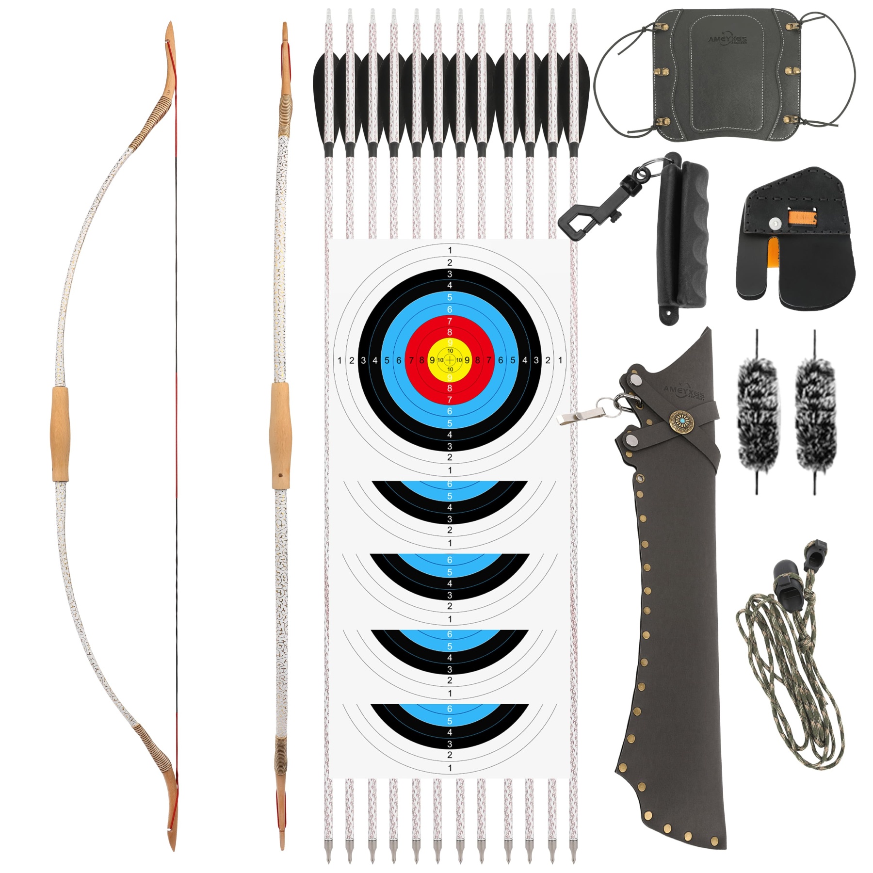 20-40LBS Traditional Bow Set 53inch Takedown Archery Bow for Hunting & Practice