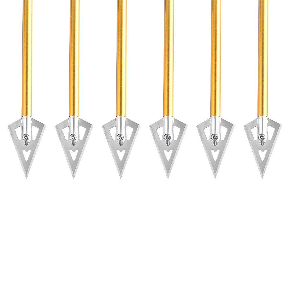 6 pcs Aluminum Mini Bolts for Crossbows, 50-80 lbs, Fixed Blade Broadheads