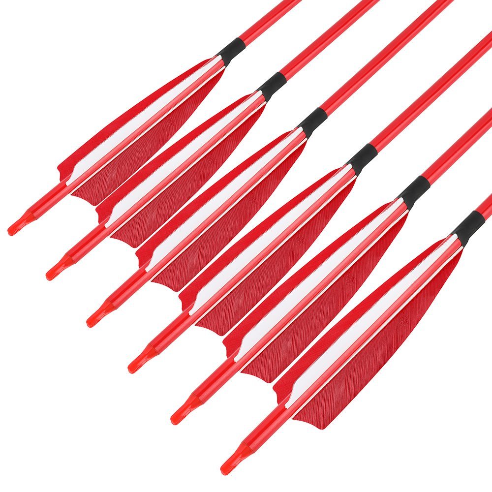 AME ARCHERY Red Mixed Carbon Arrows – Spine 500 (6/12pcs)