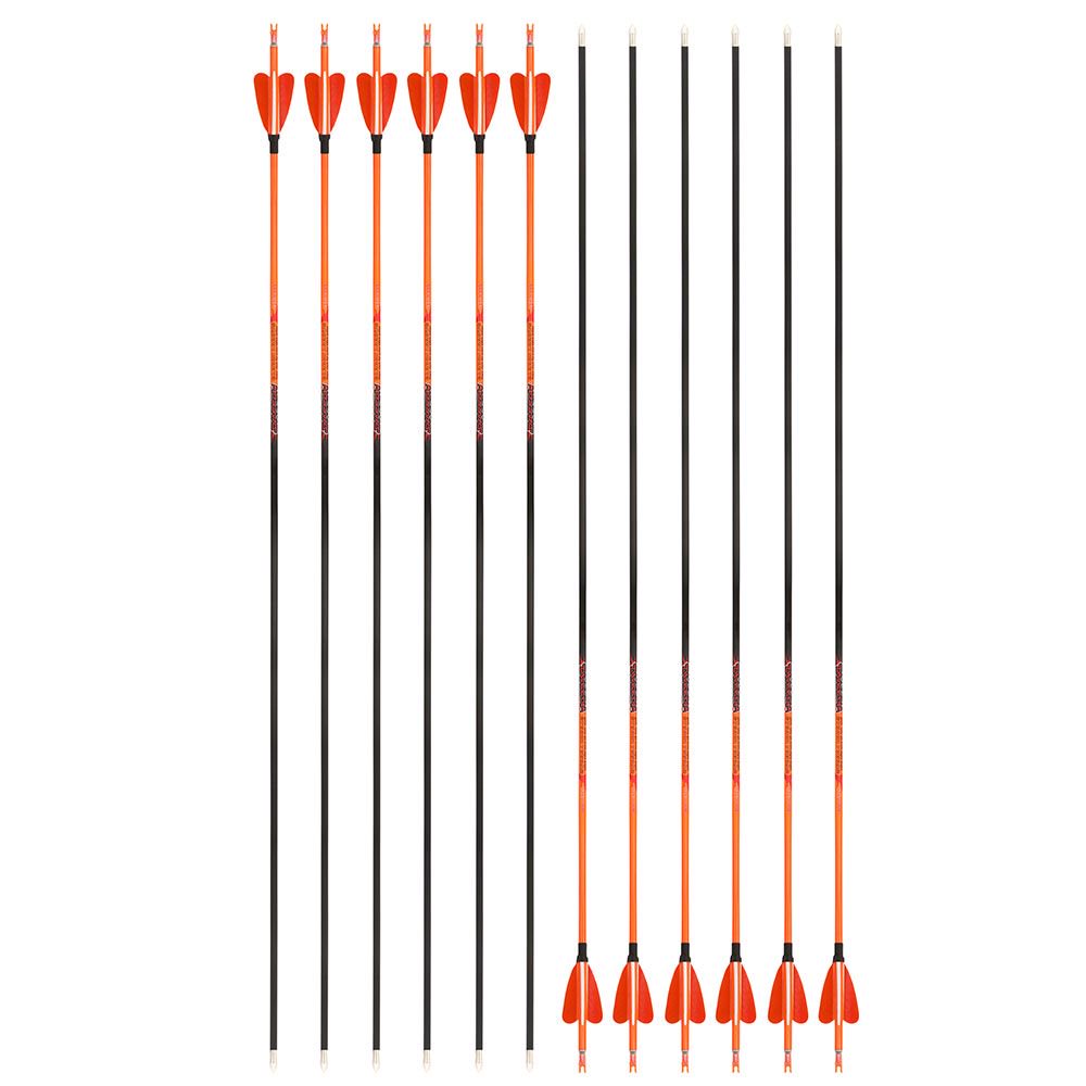 AME ARCHERY Heart-Shaped Nature Feather Pure Carbon Orange Arrows(12pcs)