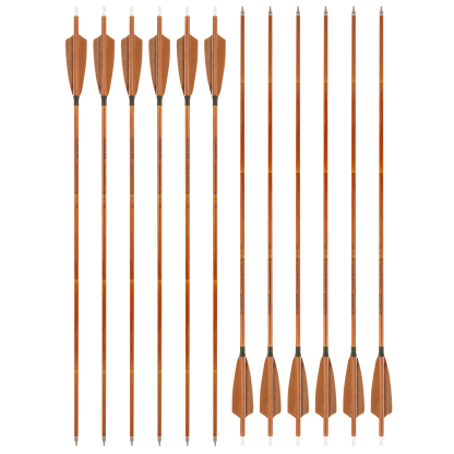 12 pcs SHARROW 500 Spine Carbon Bamboo Arrows with 4" Brown Feathers