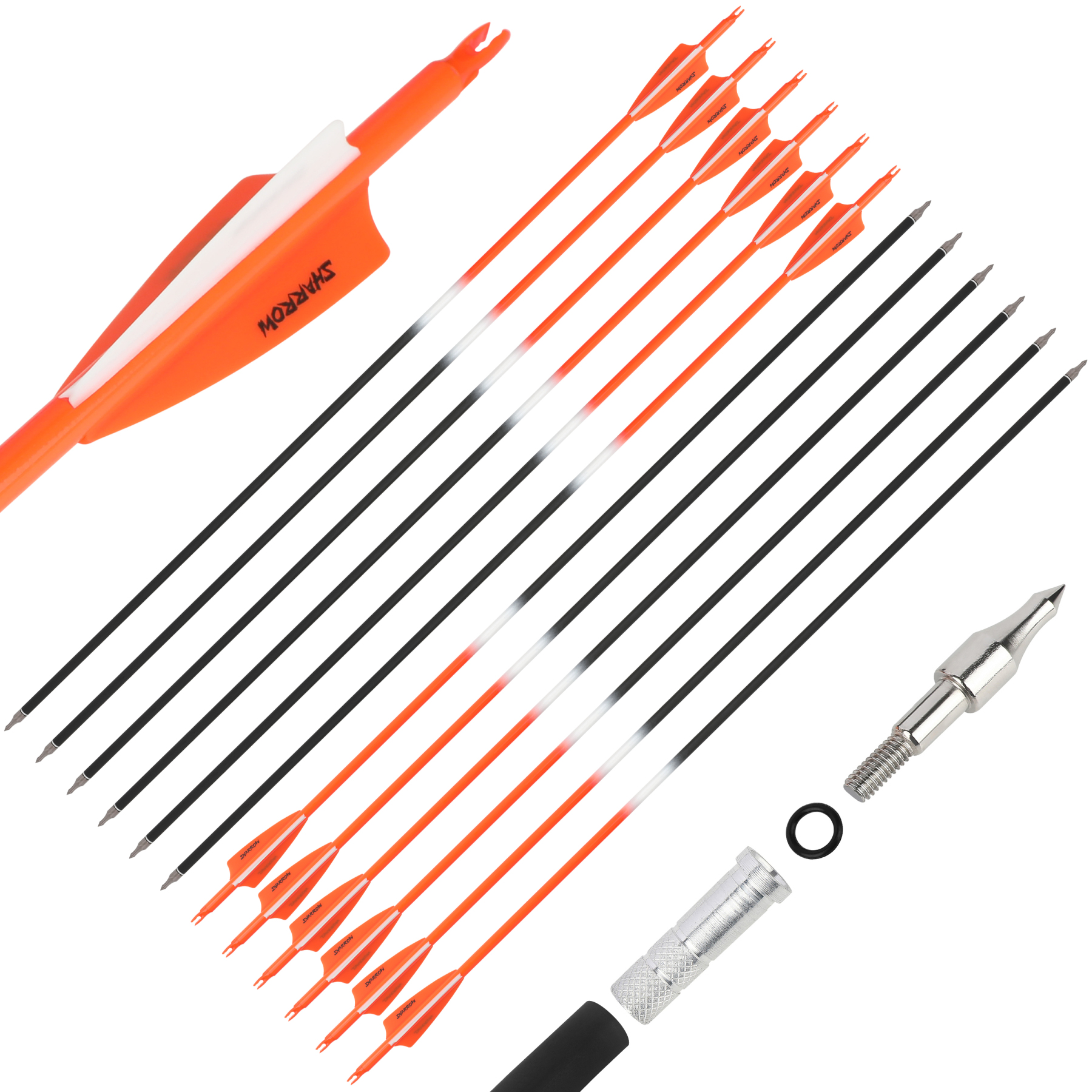 AME ARCHERY Orange Mixed Carbon Arrows – Spine 500 (12pcs)