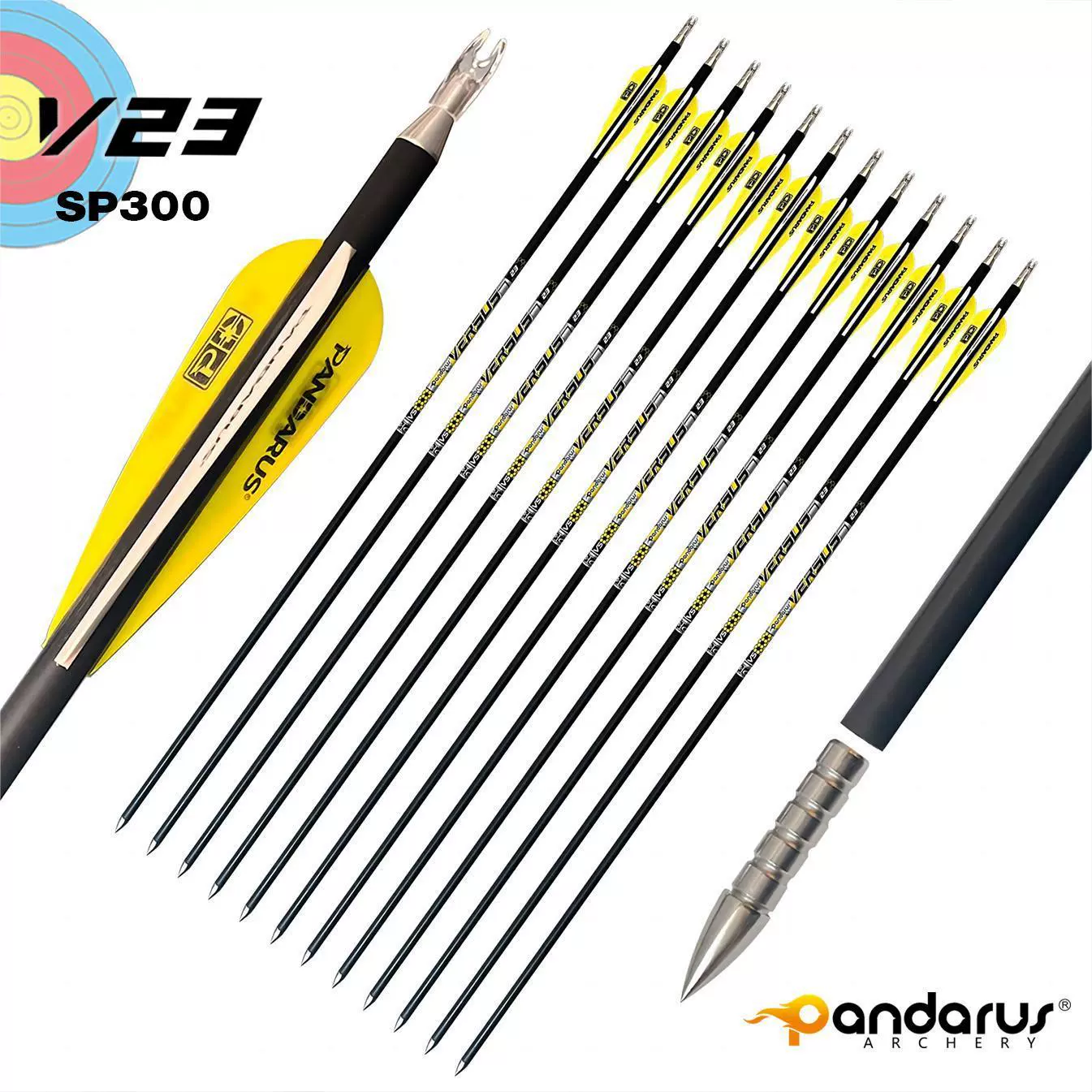 Pandarus VERSUS 23 8mm Pure Carbon Arrows (12pcs)