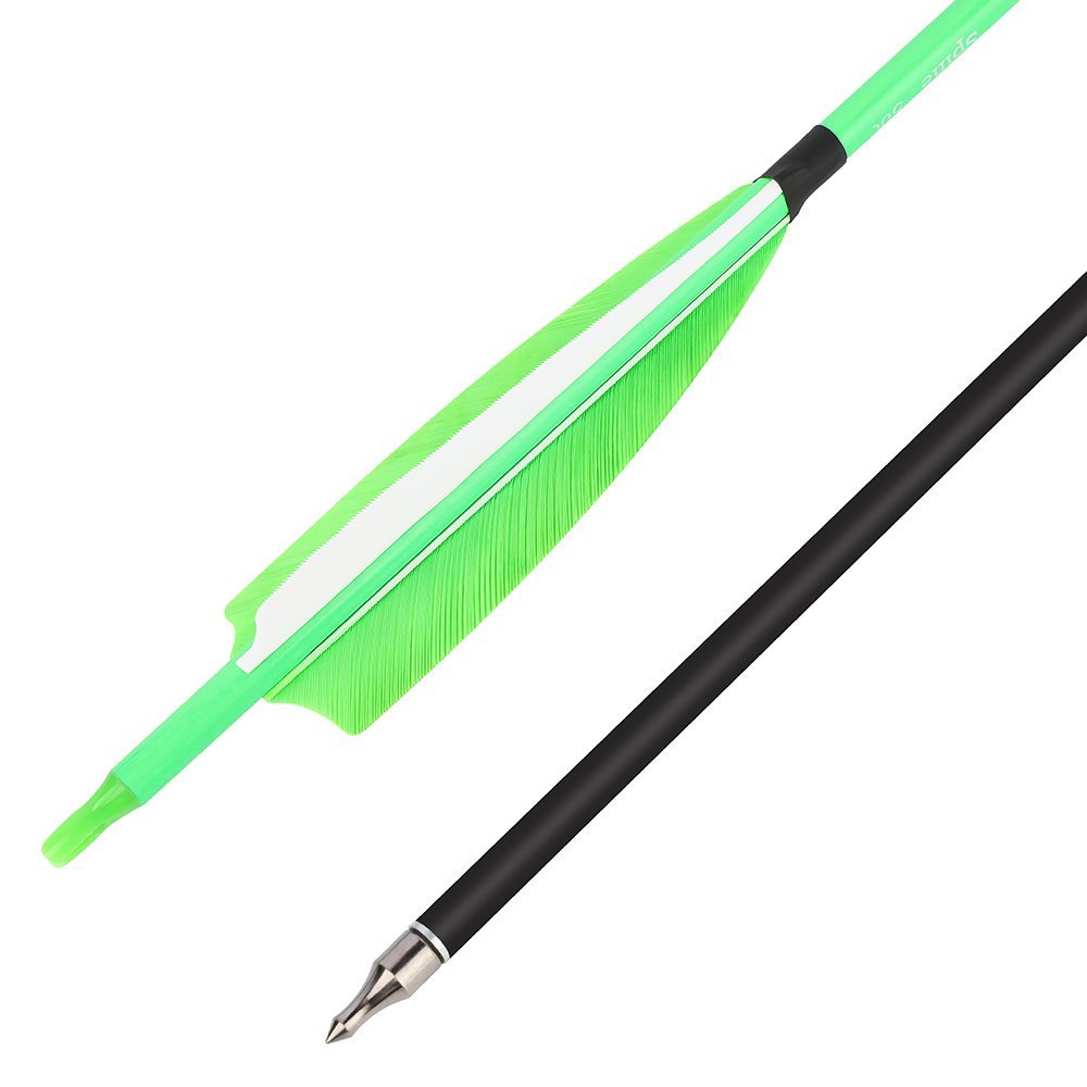 AME ARCHERY Fluorescent Green Mixed Carbon Arrows – Spine 500 (12pcs)
