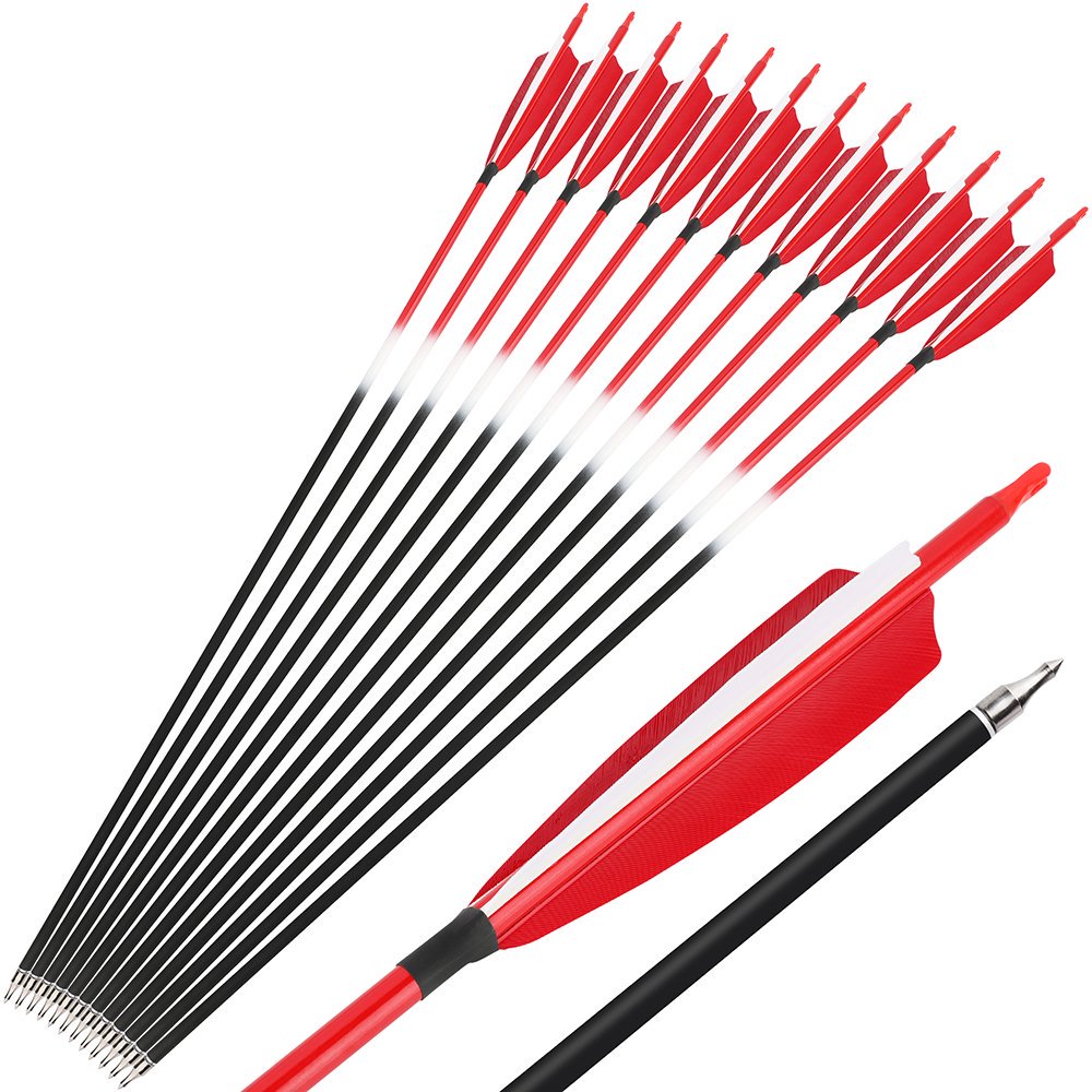 AME ARCHERY Red Mixed Carbon Arrows – Spine 500 (6/12pcs)