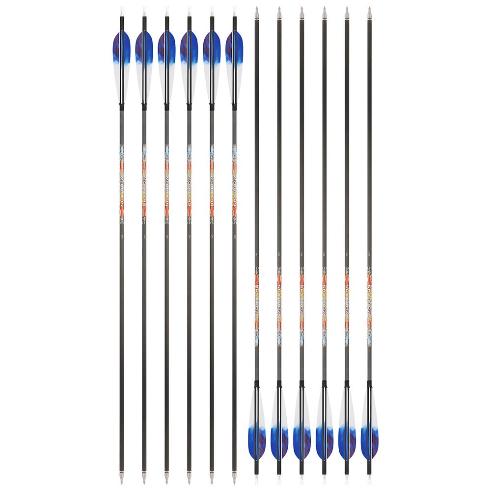 SHARROW 5-Inch Dye Feather Pure Carbon Arrows (12pcs)