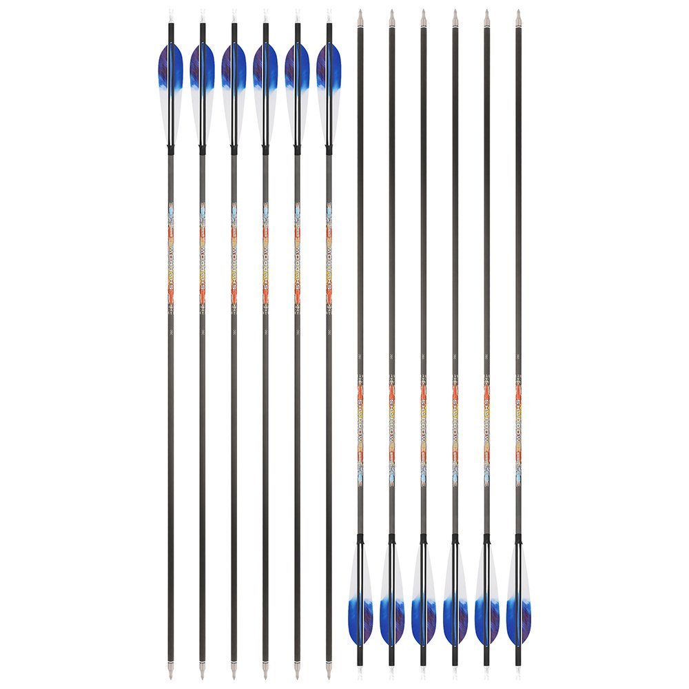 SHARROW 5-Inch Dye Feather Pure Carbon Arrows (12pcs)