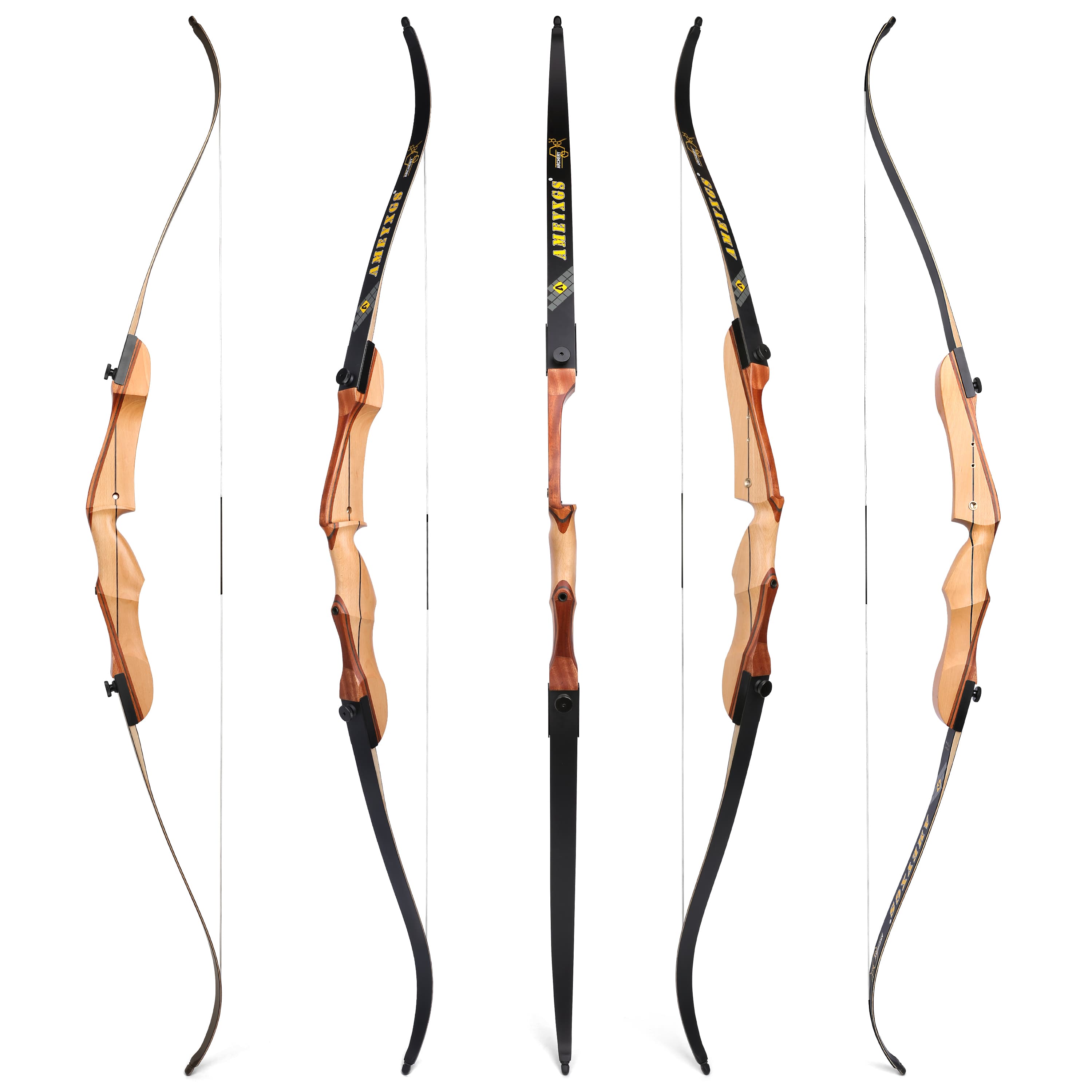 66" Wooden Recurve Bow and Arrows Set 14-24lbs