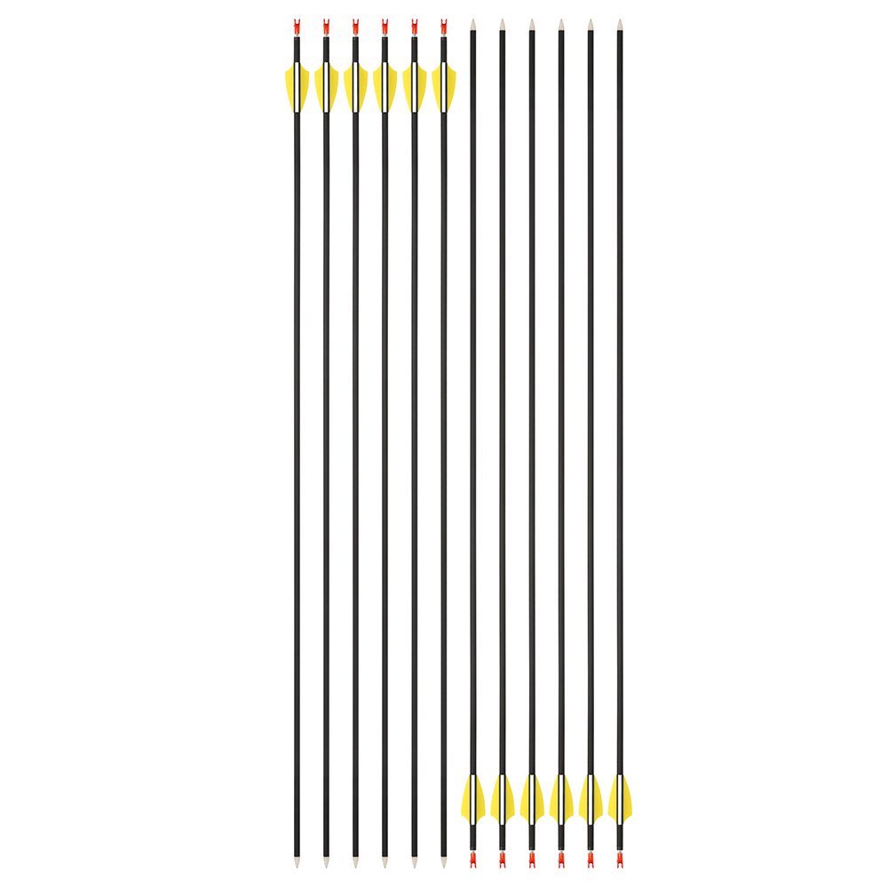 AME ARCHERY 1.75-Inch 2 Yellow 1 White Shield Vanes Mixed Carbon Arrows – Spine 1000, 30" Shaft (12pcs)