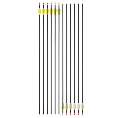 AME ARCHERY 1.75-Inch 2 Yellow 1 White Shield Vanes Mixed Carbon Arrows – Spine 1000, 30" Shaft (12pcs)