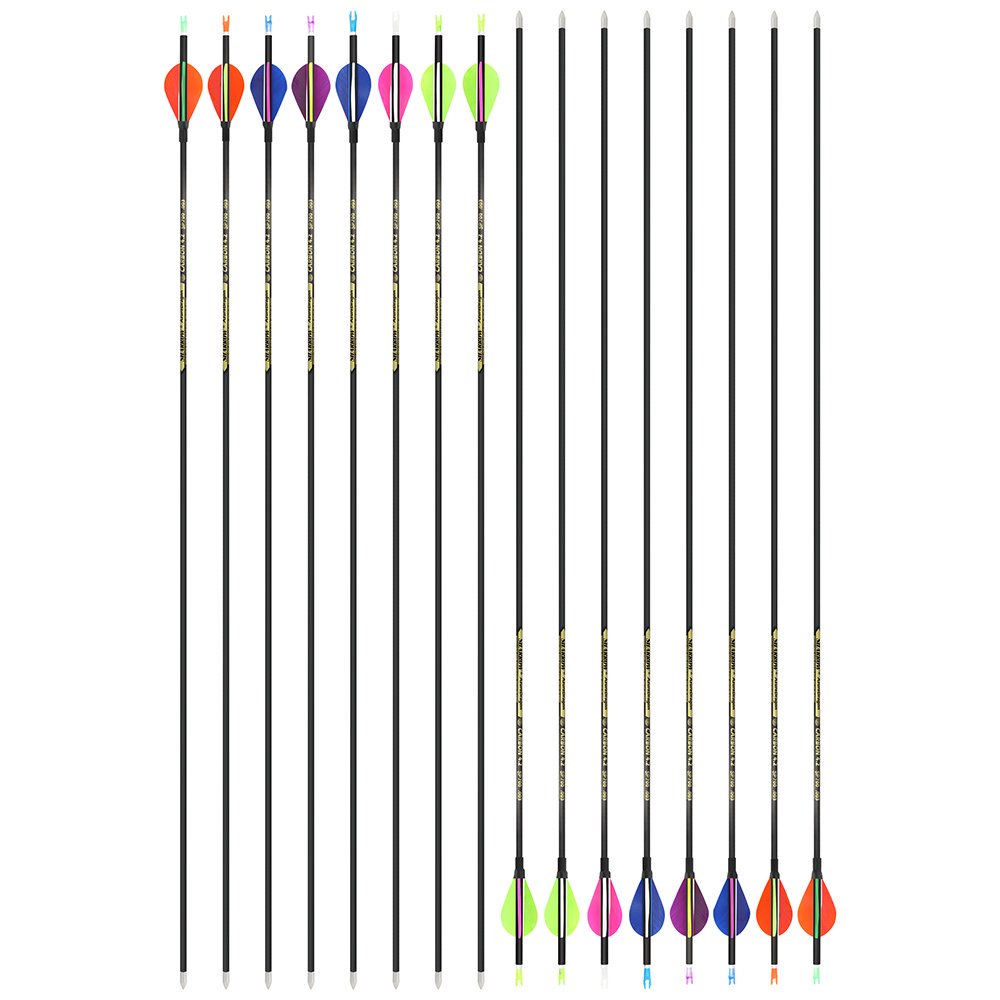 AME ARCHERY 2-Inch Drop-Shaped Nature Feather Pure Carbon Arrows – Spine 700–1000, 0.001'' (12pcs)