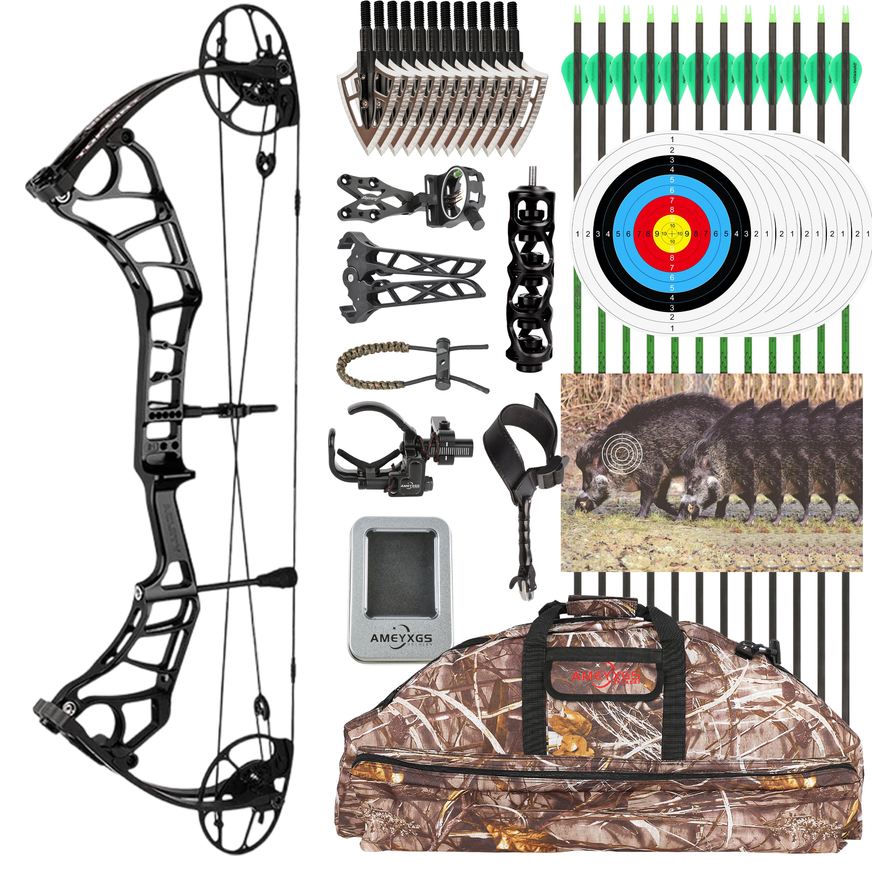 Premium Compound Bow | 344 FPS Speed | Gordon Wide Limbs | Hunting Ready