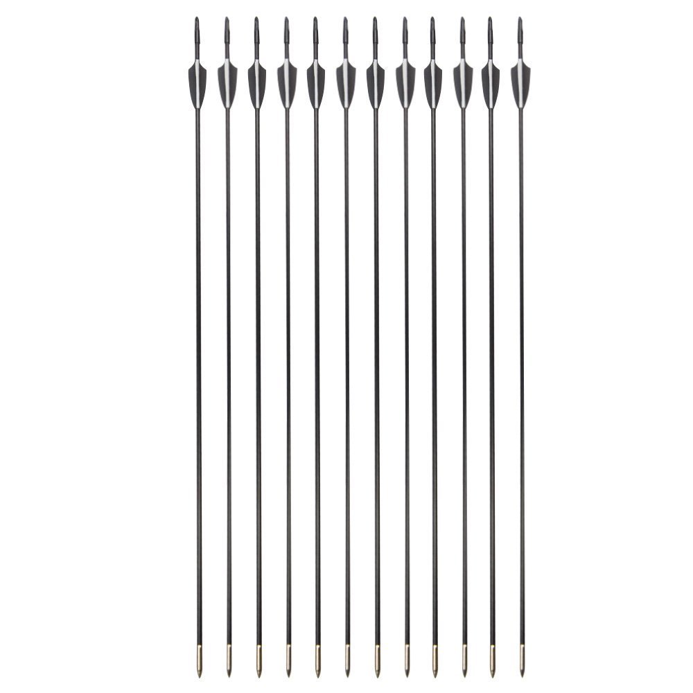 Clearance Sale Black & White Vanes Fiberglass Arrows with Fixed Field Tips