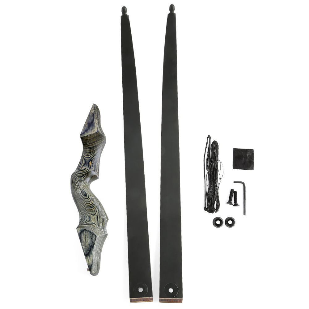 Black Hunter 60" Recurve Bow Set – Gray Laminated Bamboo Limbs