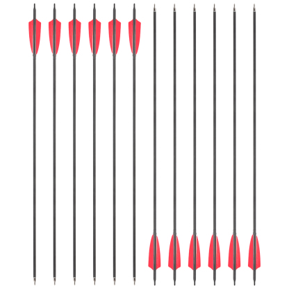 AME ARCHERY Spine500 Mixed Carbon Arrows with 2 Red & 1 Black Natural Feathers 12pcs