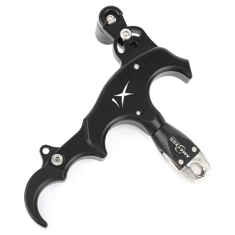 AME Archery X1 Release Aid Black– Adjustable Three/Four-Finger Trigger, Ambidextrous