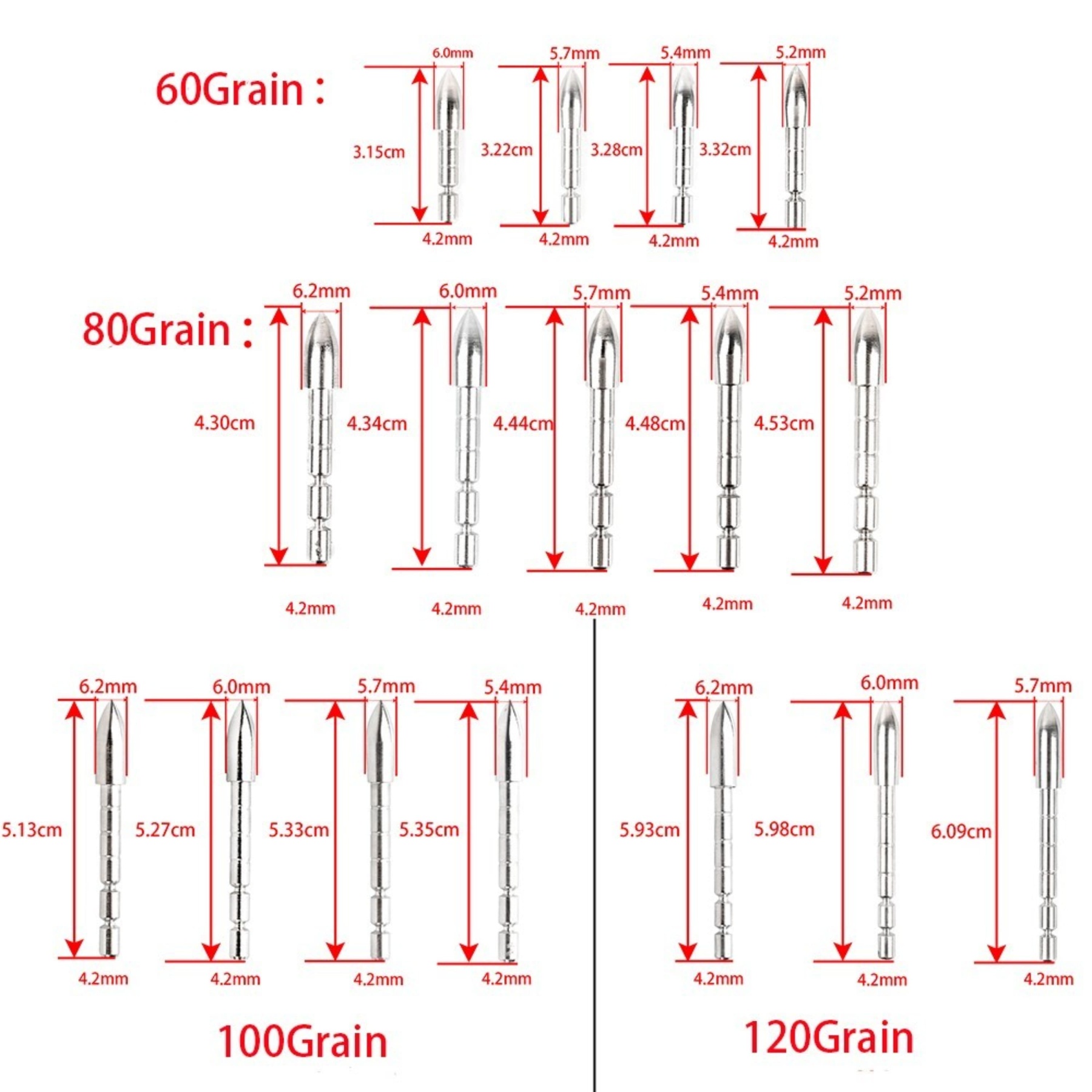 AME ARCHERY 4.2mm Stainless Steel Arrowheads(12pcs)
