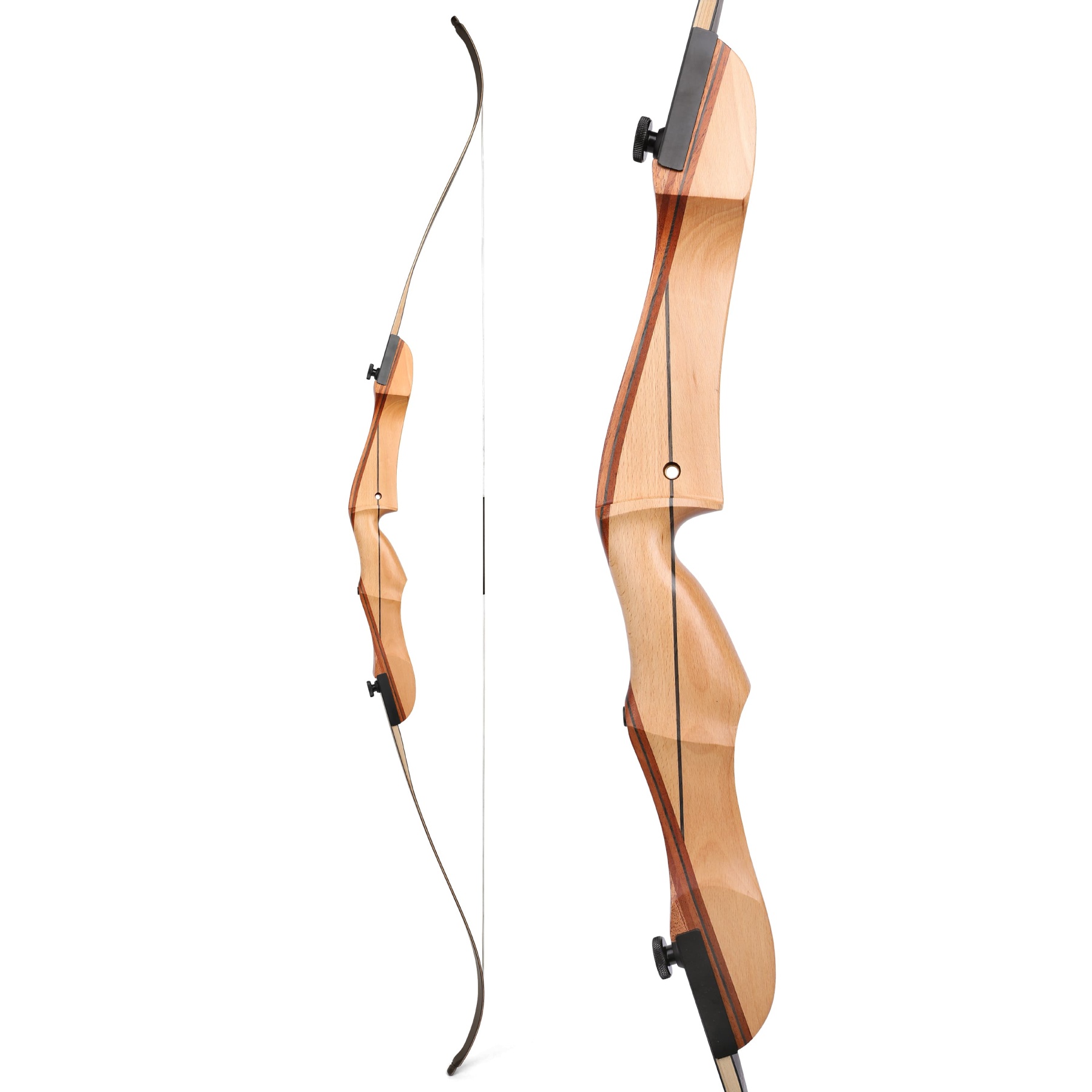 66" Wooden Recurve Bow and Arrows Set 14-24lbs