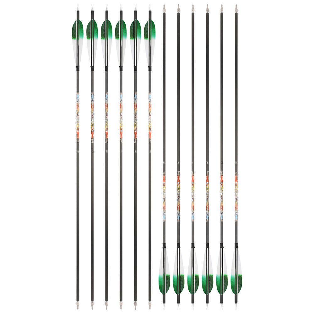 SHARROW 5-Inch Dye Feather Pure Carbon Arrows (12pcs)