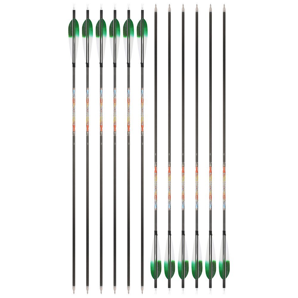 SHARROW 5-Inch Dye Feather Pure Carbon Arrows (12pcs)