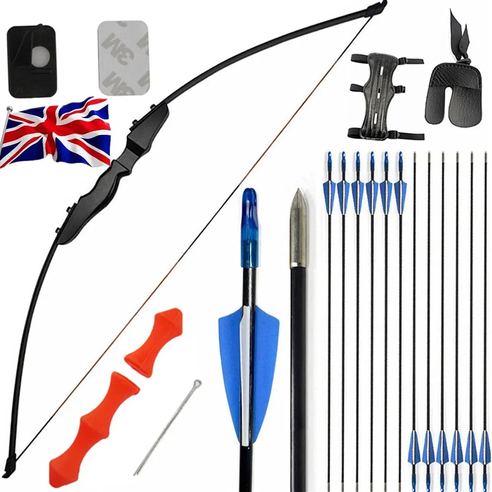 40lbs Recurve Bow Set with 12 Fiberglass Arrows for Archery