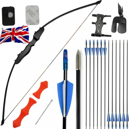 40lbs Recurve Bow Set with 12 Fiberglass Arrows for Archery