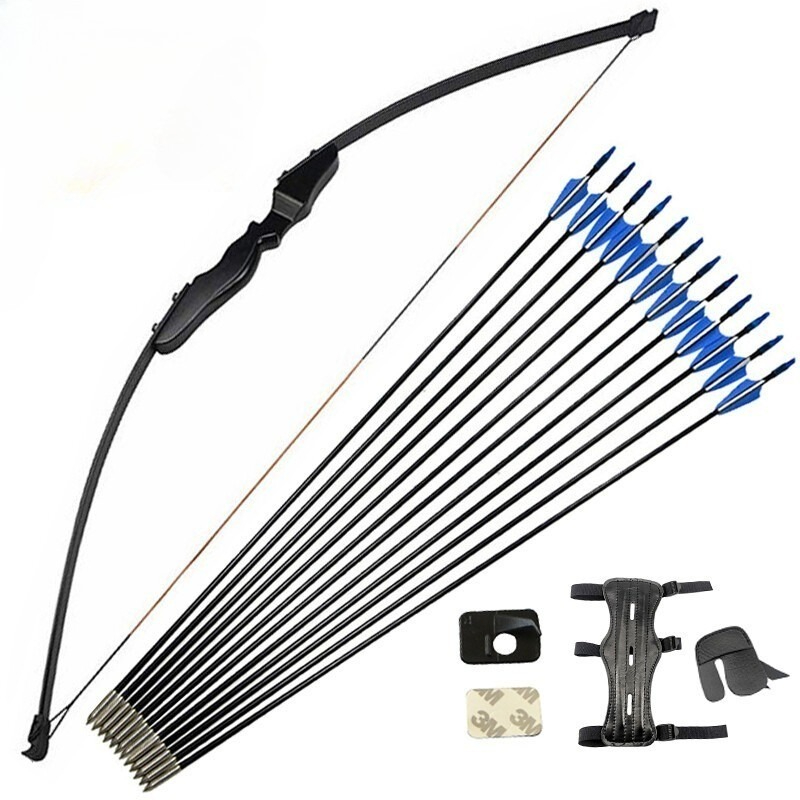 40lbs Recurve Bow Set with 12 Fiberglass Arrows for Archery