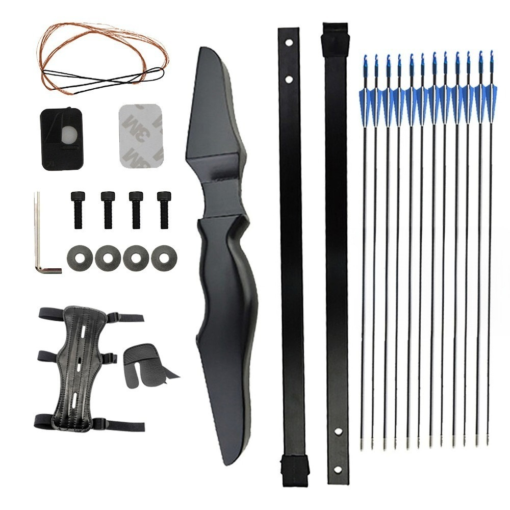 40lbs Recurve Bow Set with 12 Fiberglass Arrows for Archery