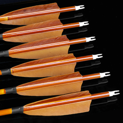12 pcs SHARROW 500 Spine Carbon Bamboo Arrows with 4" Brown Feathers