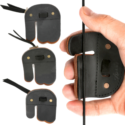 AME ARCHERY AH6 Leather Archery Finger Tab (RH/LH) – 3D Fit Dual-Layer Design, Adjustable Strap