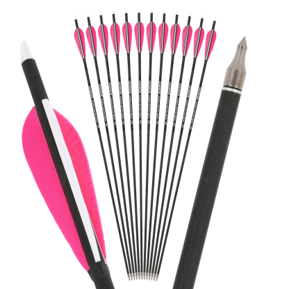 12pcs 30 inch Real Feather Carbon Arrow SP500