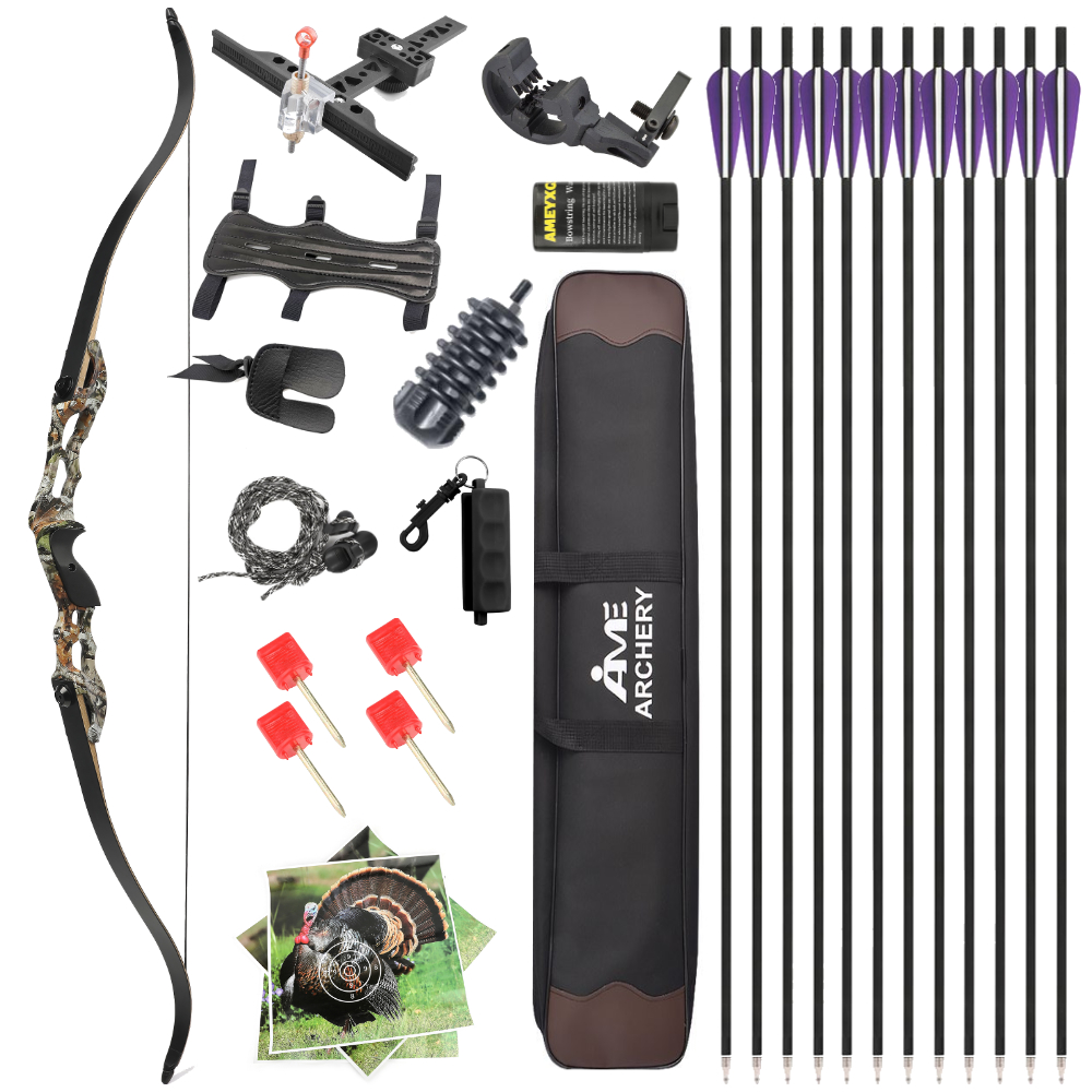 AME ARCHERY F185 60inch 50lbs Recurve Bow and Arrows Camo Set