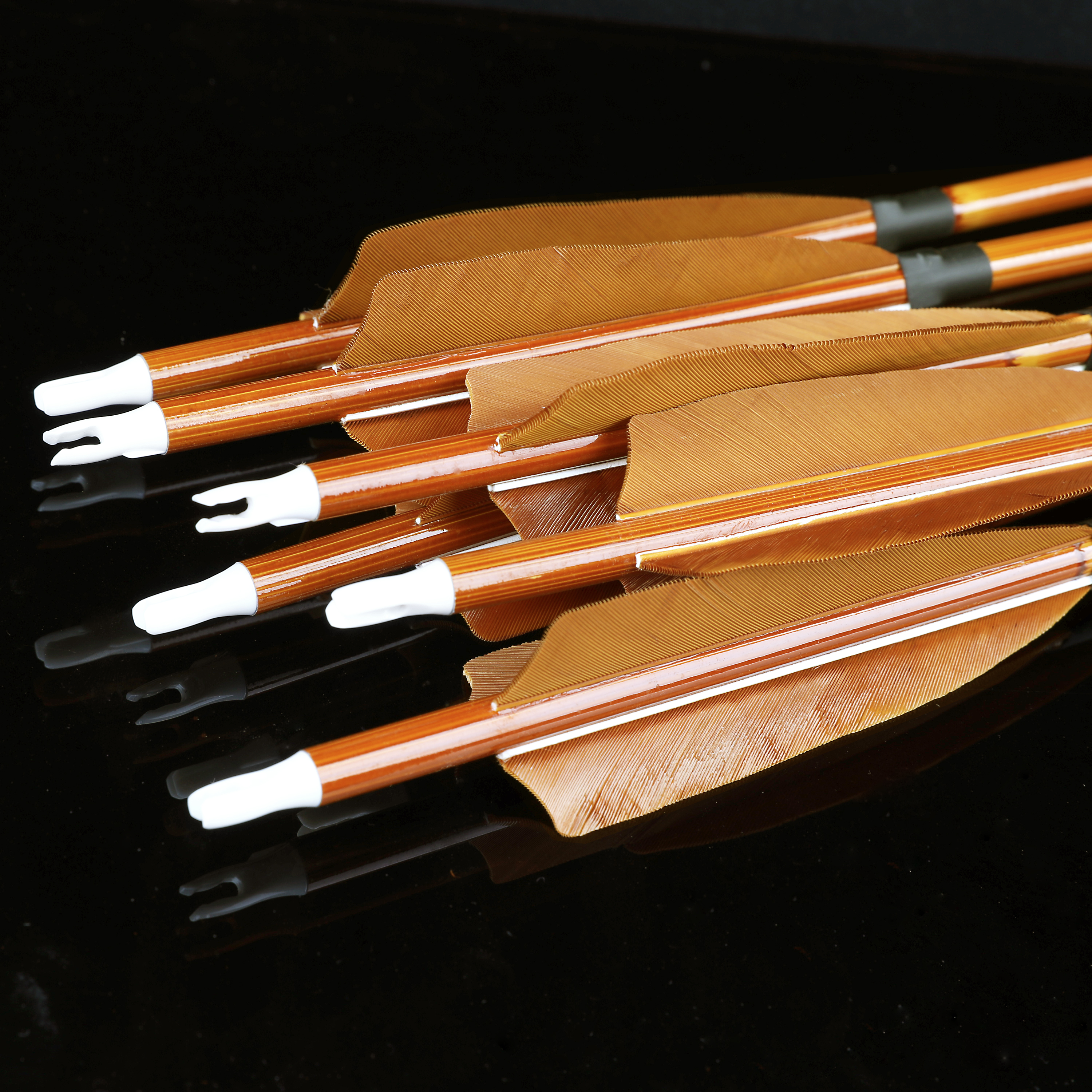 12 pcs SHARROW 500 Spine Carbon Bamboo Arrows with 4" Brown Feathers