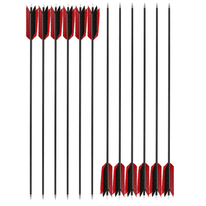 Arrows 31.5" with 4" Feathers, 500 Spine, Carbon Shaft – 100 Grain Field Points