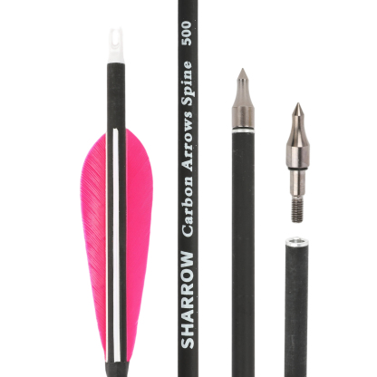 12pcs 30 inch Real Feather Carbon Arrow SP500