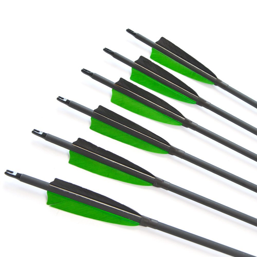 Clearance Sale 500 Spine 4" Shield Feathers Carbon Arrows (12pcs)