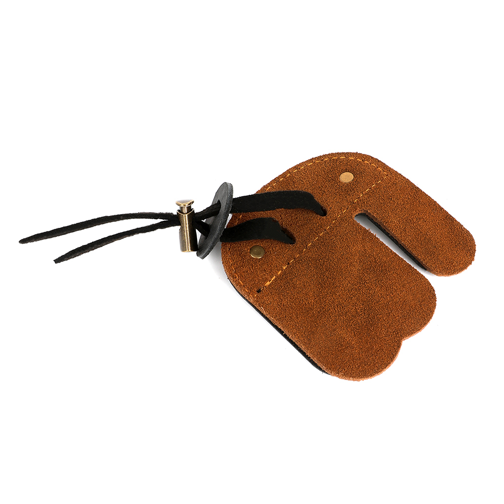 AME ARCHERY AH6 Leather Archery Finger Tab (RH/LH) – 3D Fit Dual-Layer Design, Adjustable Strap