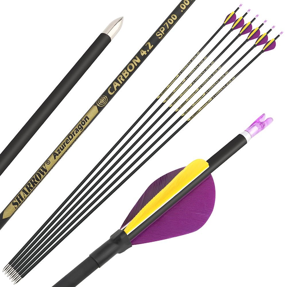 AME ARCHERY 2-Inch Drop-Shaped Nature Feather Pure Carbon Arrows – Spine 700–1000, 0.001'' (12pcs)