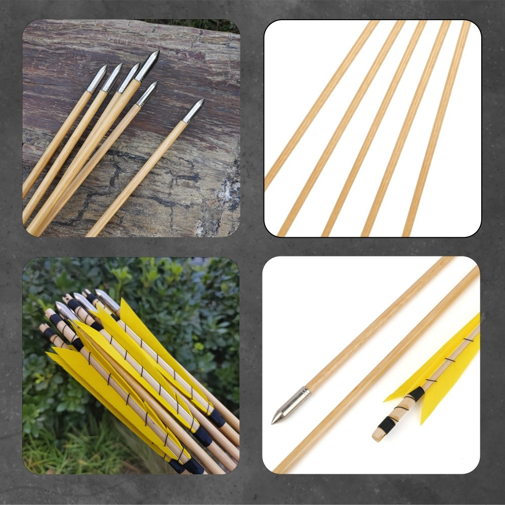 [Copy]AME ARCHERY 32" Traditional Wooden Arrow 8/9/10/11/12/13mm Turkey Feather(12pcs)