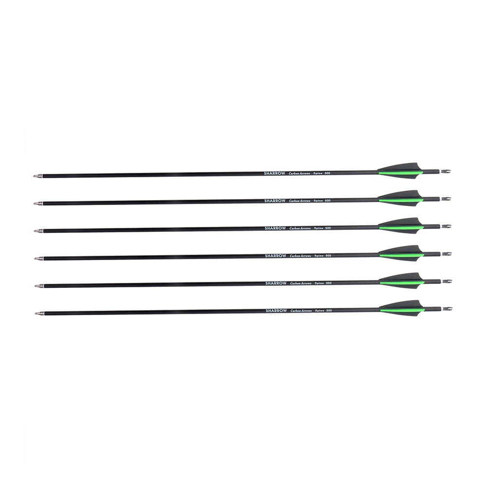 Archery 12pcs Mixed Carbon Arrows with Rubber Feathers and 6 Yellow Jade Arrowheads