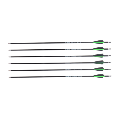 Archery 12pcs Mixed Carbon Arrows with Rubber Feathers and 6 Yellow Jade Arrowheads